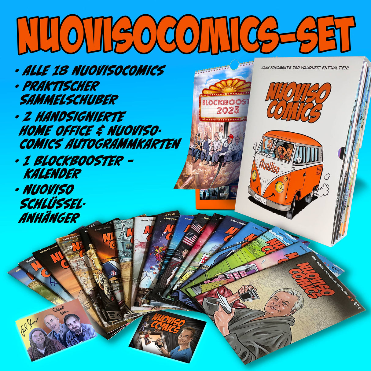 Alle 18 NuoViso Comics + 2 signierte Autogramme + Schuber + Extras