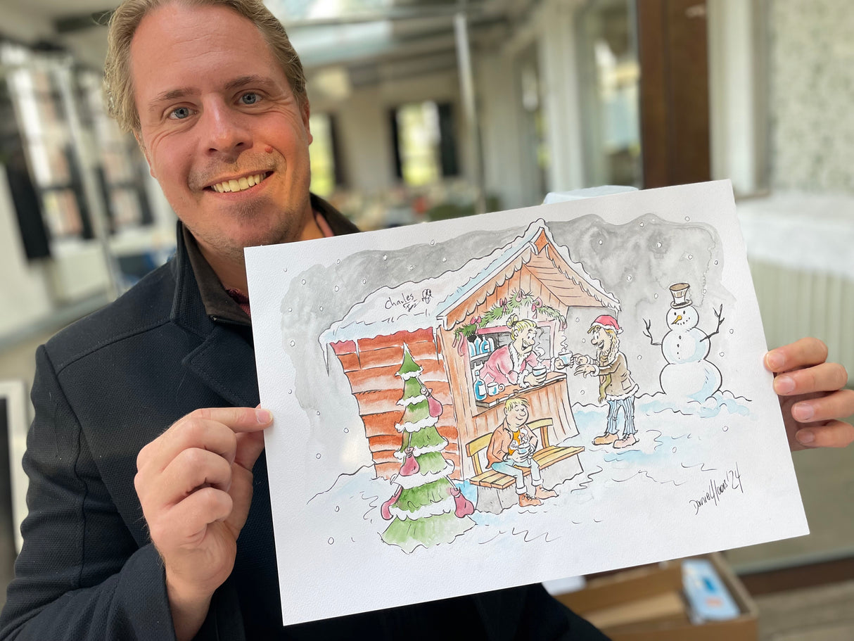 Stoner, Charles & Dominique am Glühweinstand - gezeichnet Daniel Haas, signiert von allen (Kopie)